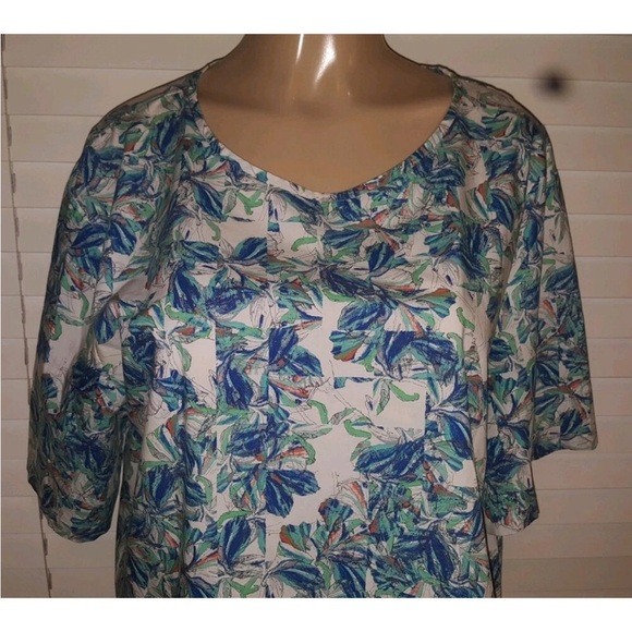 Club Monaco 100% Cotton Multicolor Short Sleeve Summer Top Size L - Picture 2 of 5